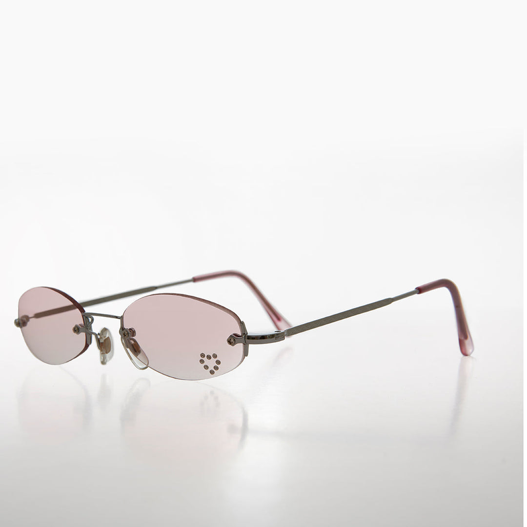 Micro Sunglass with Heart Rhinestone Accent - Primo