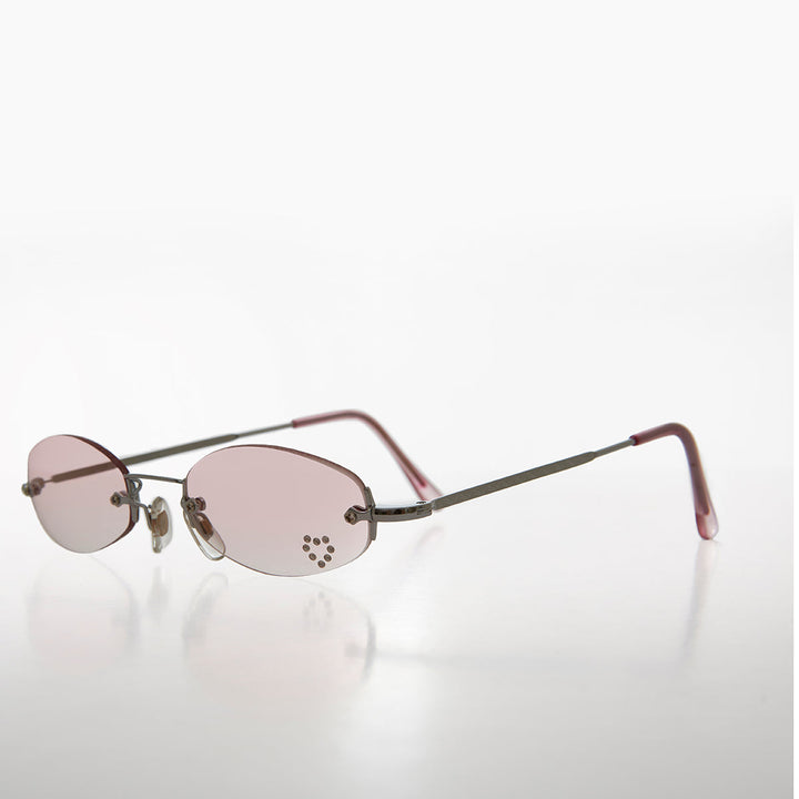 Micro Sunglass with Heart Rhinestone Accent - Primo