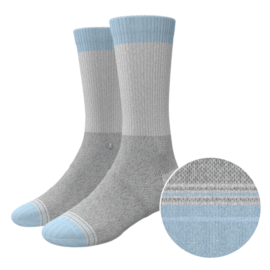 The Pacific Blue | Tri Color Block Heel Hammock™ Crew Socks