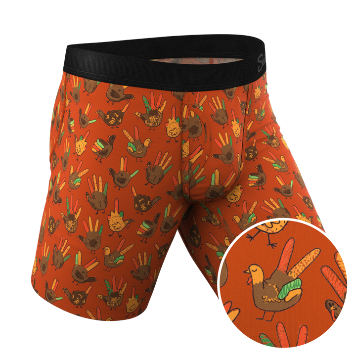 The Party Fowl | Thanksgiving Turkey Long Leg Ball Hammock® Pouch Boxers With Fly