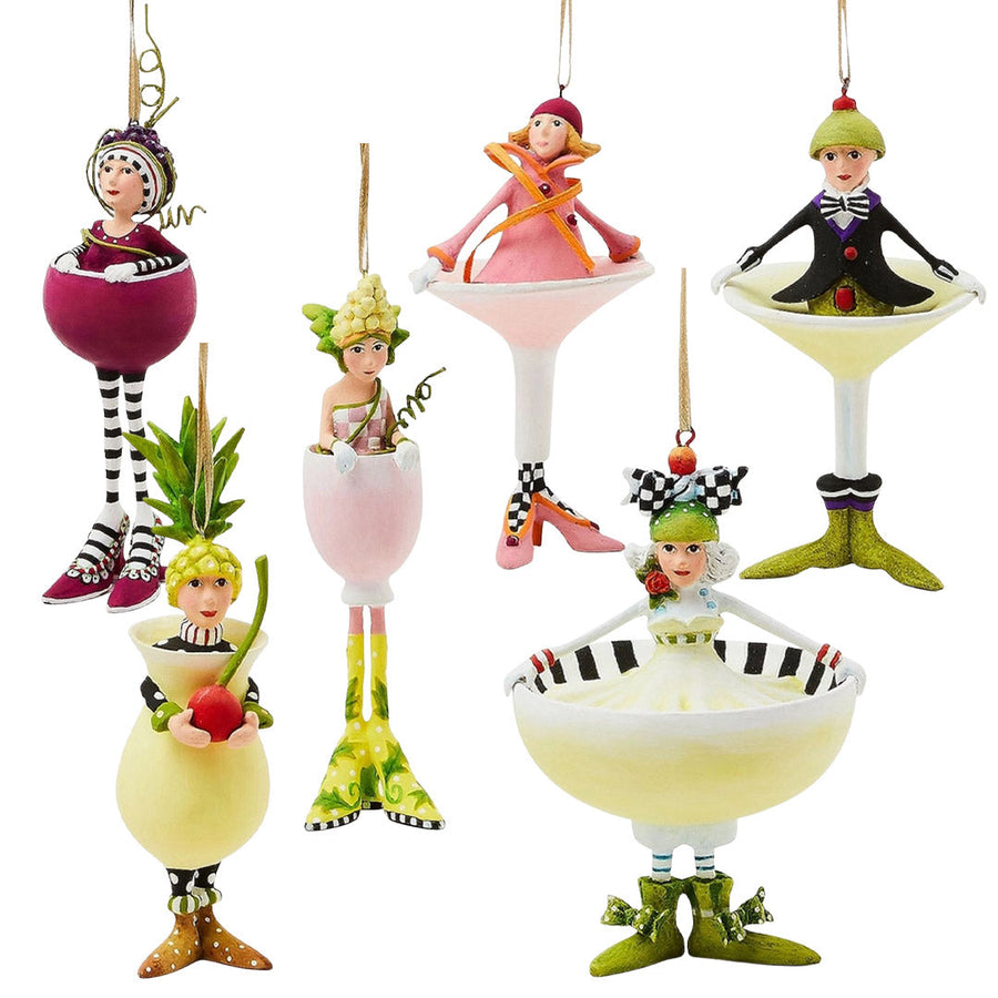 Patience Brewster Mini Cocktail Ornaments Set of 6 by MacKenzie-Childs
