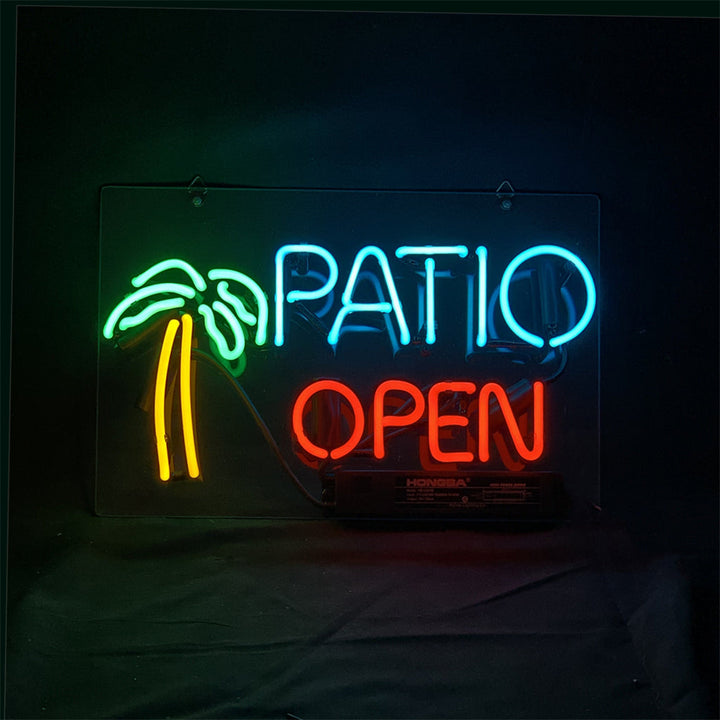 Patio Open with Palm Tree Neon Signs Light