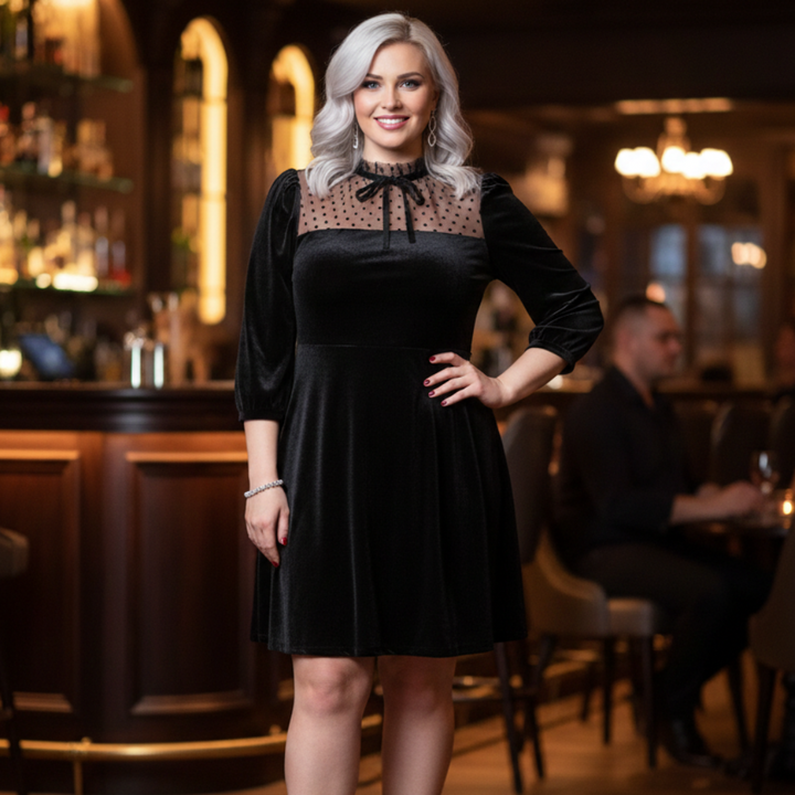 Penelope Retro Mini Dress in Velvet