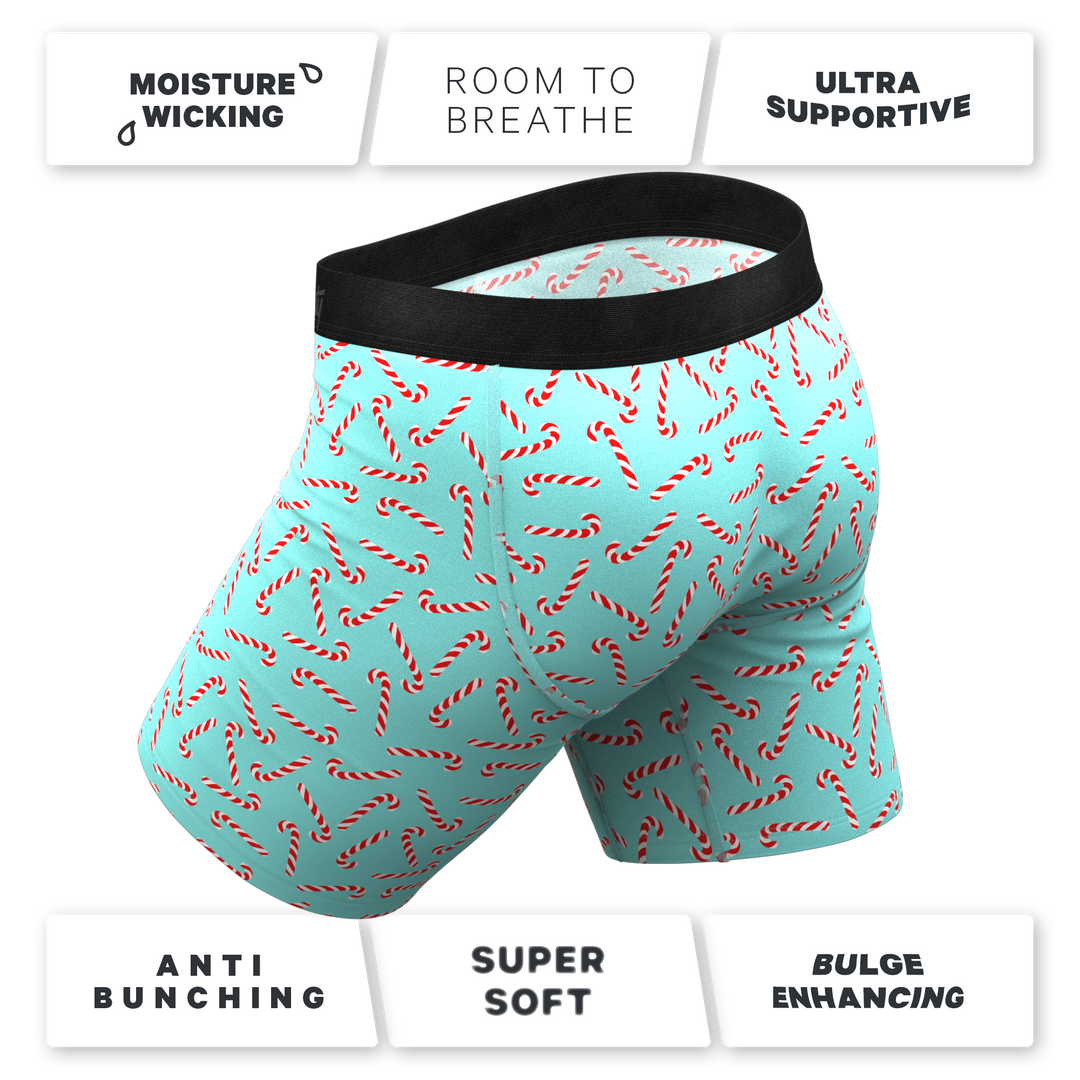 The Peppermint Pimp Canes | Candy Cane Long Leg Ball Hammock® Pouch Underwear With Fly