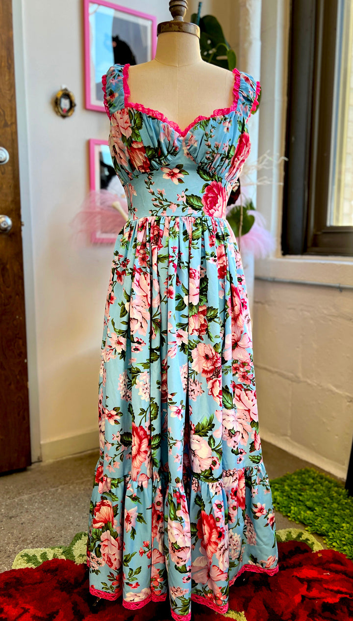 Cosette Maxi Dress in Pink Rose Print