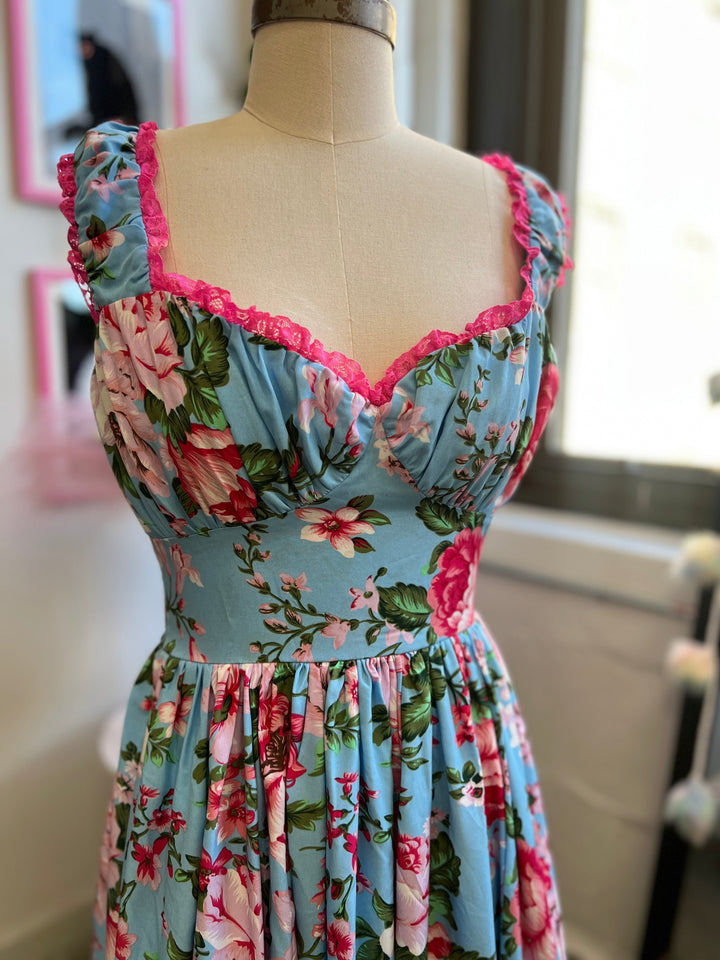 Cosette Maxi Dress in Pink Rose Print