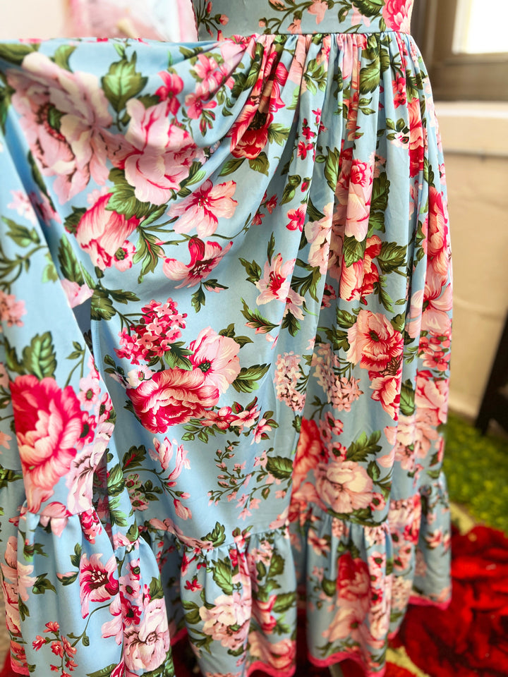 Cosette Maxi Dress in Pink Rose Print