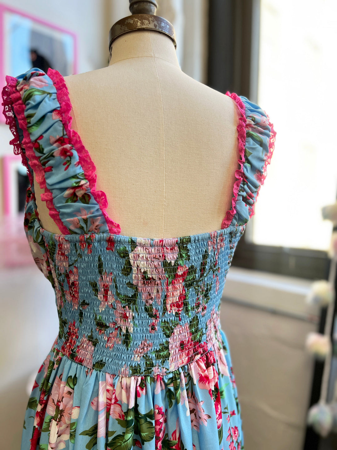 Cosette Maxi Dress in Pink Rose Print