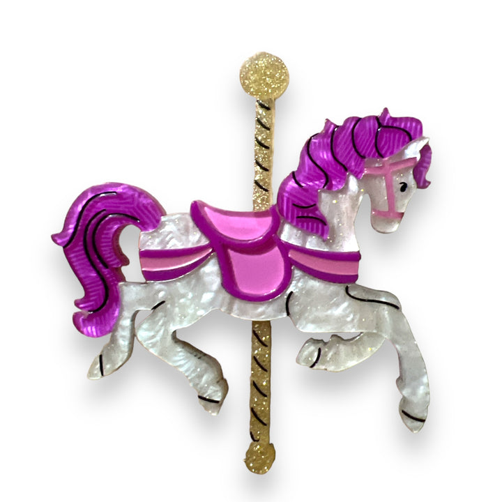 Funfair Carousel Horse Acrylic Brooch by Lipstick & Chrome x Makokot