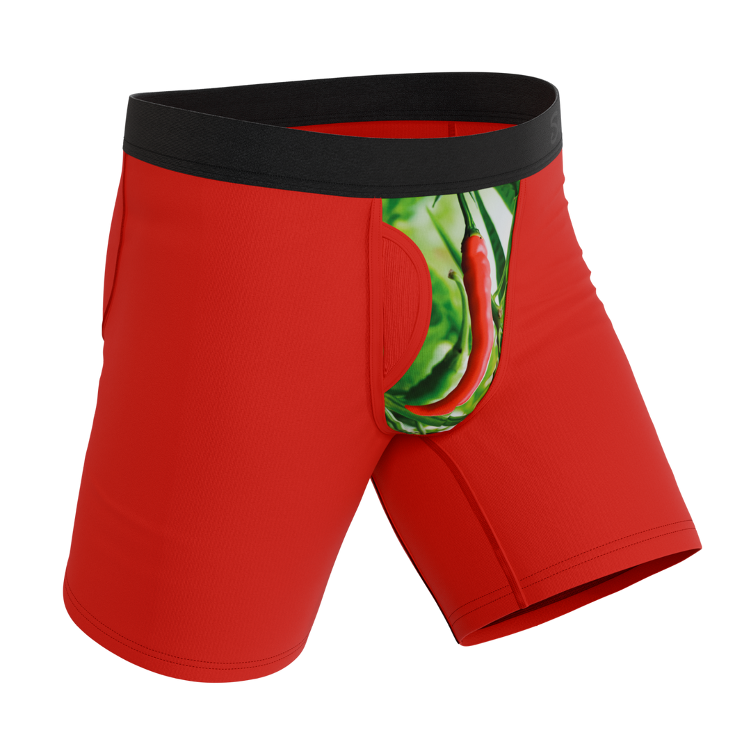The Picante | Chili Pepper Long Leg Ball Hammock® Pouch Underwear With Fly