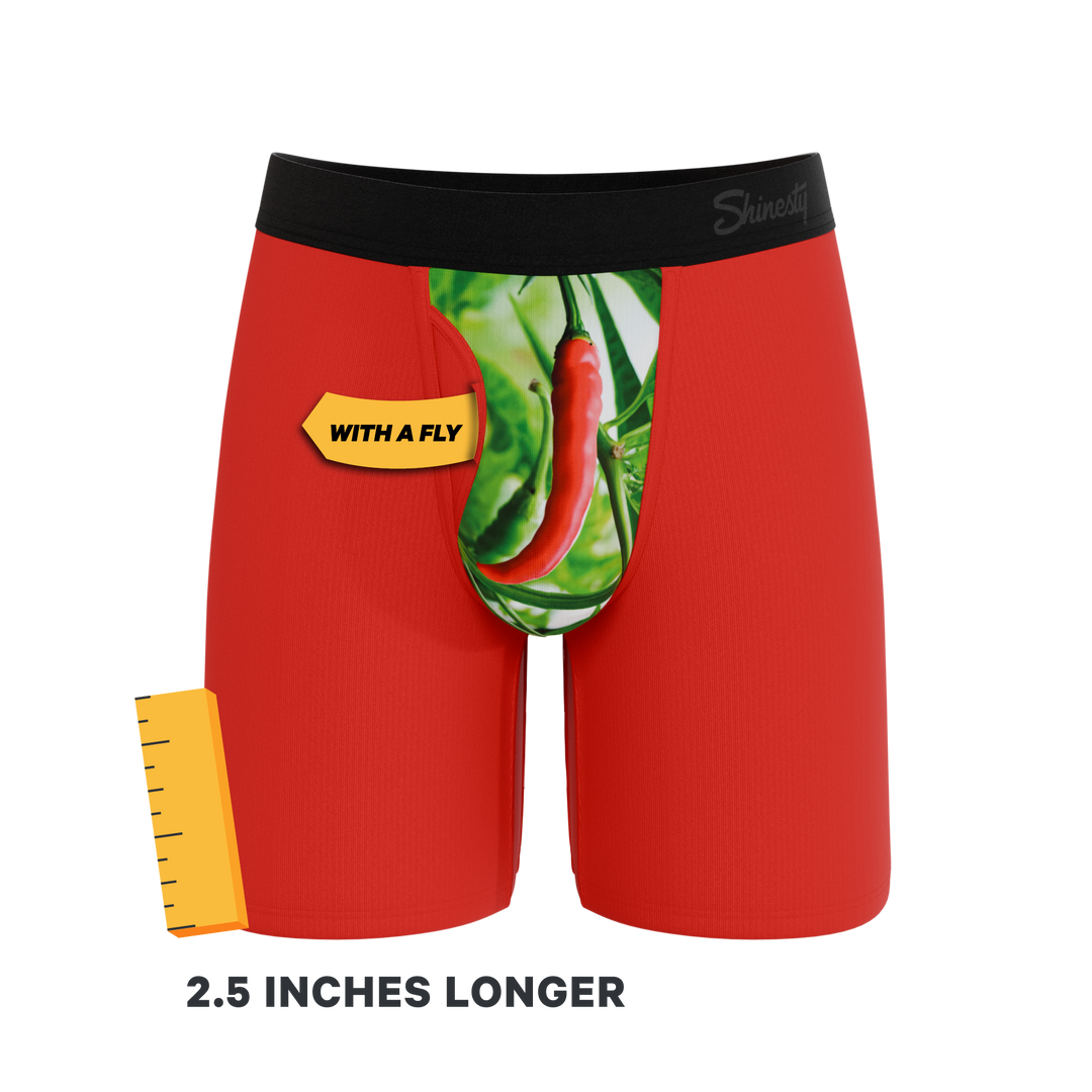 The Picante | Chili Pepper Long Leg Ball Hammock® Pouch Underwear With Fly