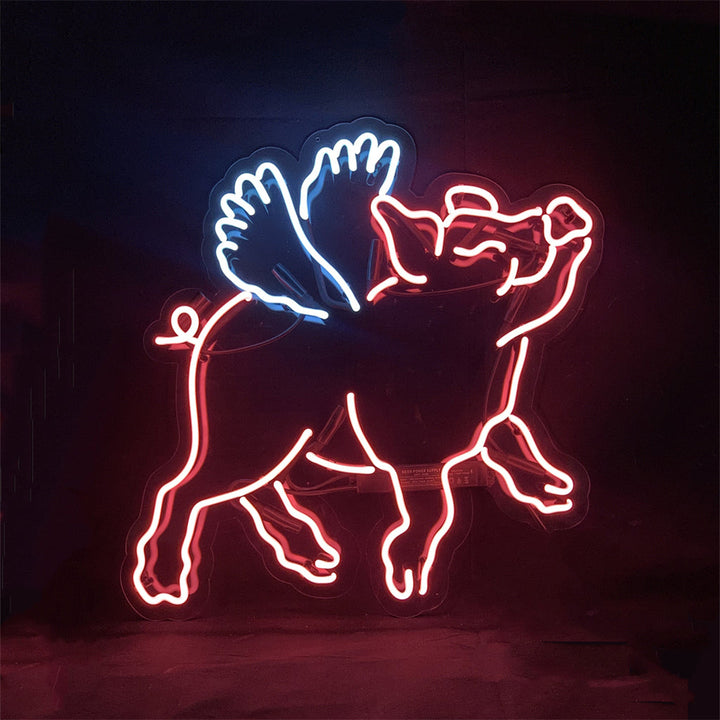 Pink Pig with Wings Neon Signs