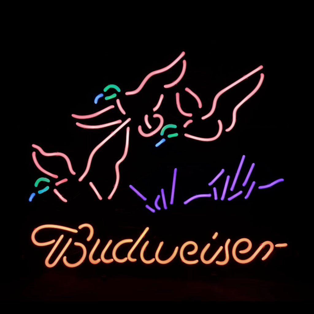 Pink Pheasant Hunter Budweiser Neon Sign Light