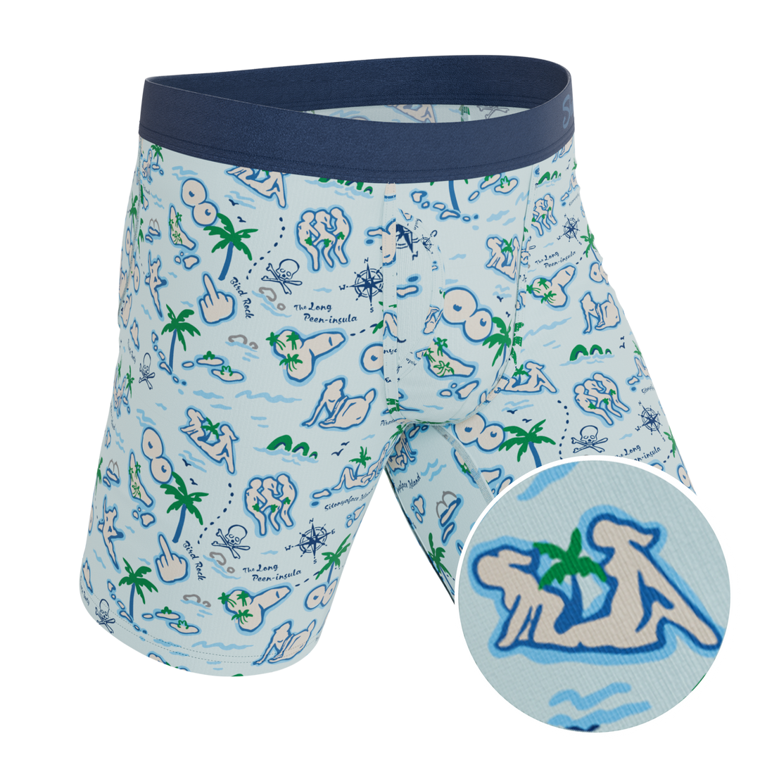The Pirate's Booty | Naughty Map Long Leg Ball Hammock® Pouch Underwear With Fly