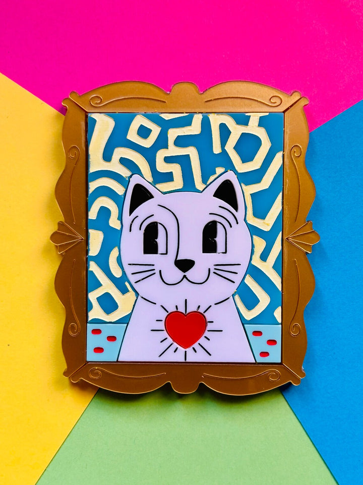 Pop Art / Contemporary Art Style Cat Acrylic Brooch by Makokot Design