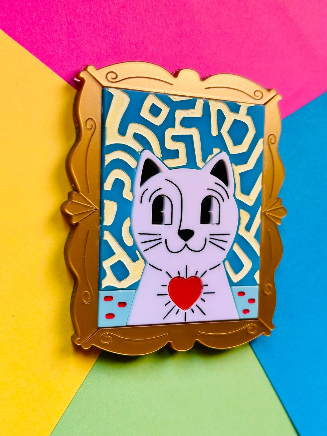 Pop Art / Contemporary Art Style Cat Acrylic Brooch by Makokot Design