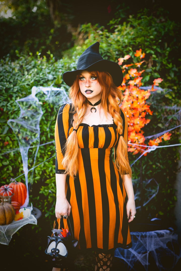 Wednesday Dress in Pumpkin Spice Stripe