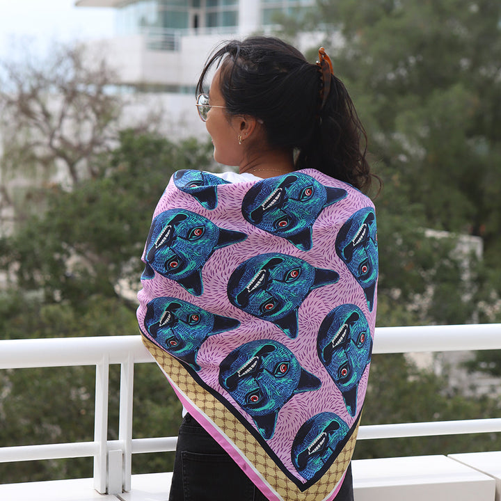 Purrquoise Cat Silk Scarf