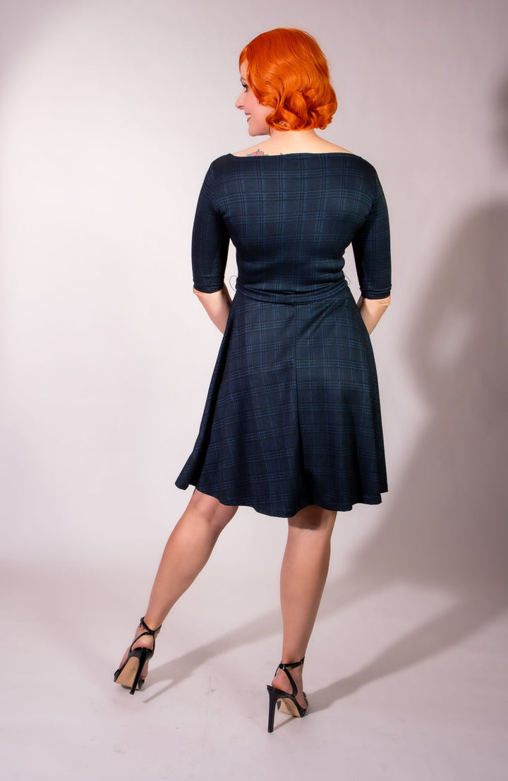 Josephina Dress- Black & Blue Plaid