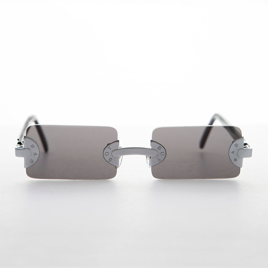 90s Vintage Rectangle Rimless Punk Goth Sunglass - Rebel 1