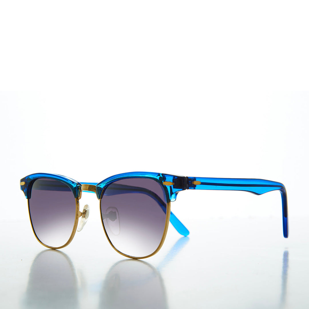 Half Rim Sunglasses with Flash Mirror Lens - Russo