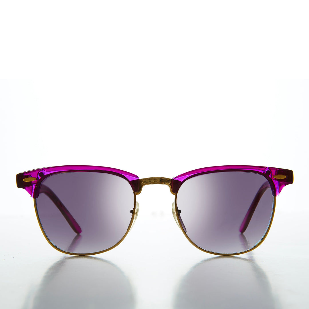 Half Rim Sunglasses with Flash Mirror Lens - Russo