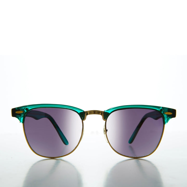 Half Rim Sunglasses with Flash Mirror Lens - Russo