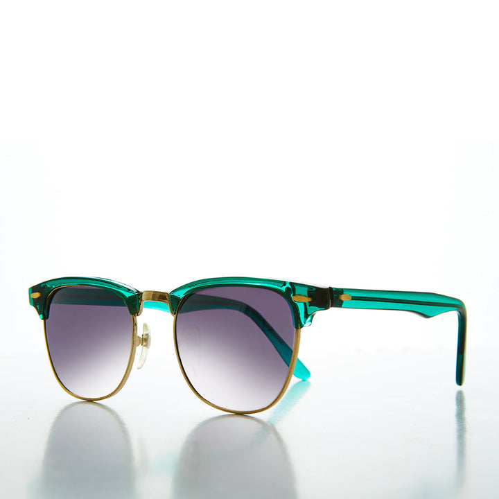 Half Rim Sunglasses with Flash Mirror Lens - Russo