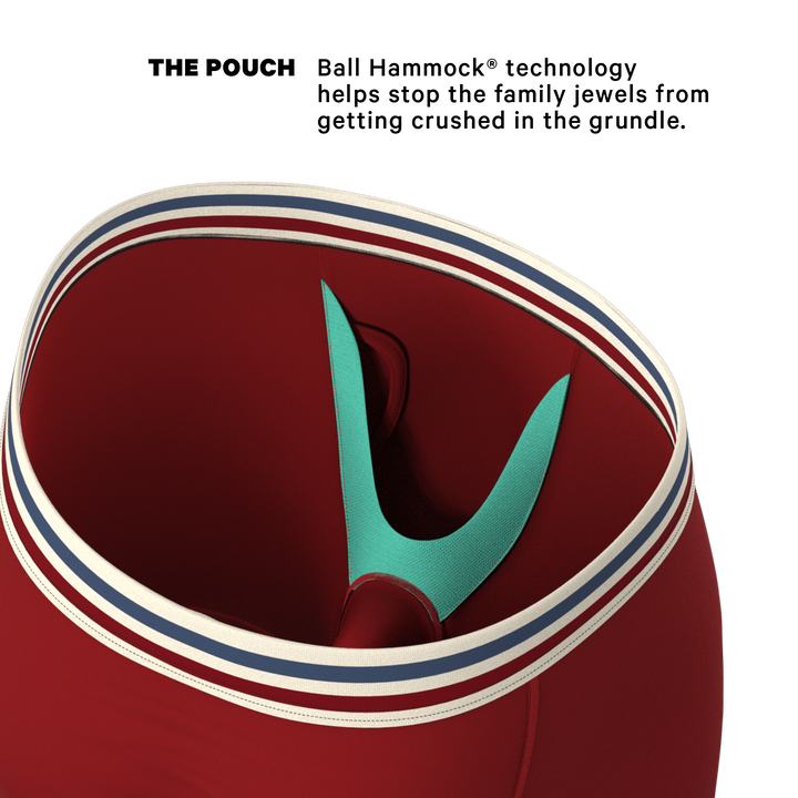 The Ready or Not | Bright Red Retro Long Leg Ball Hammock® Pouch Underwear With Fly