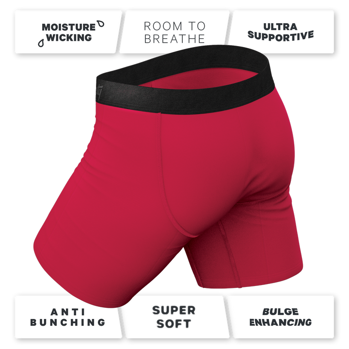 The Red Velvet | Dark Red Long Leg Ball Hammock® Pouch Underwear With Fly