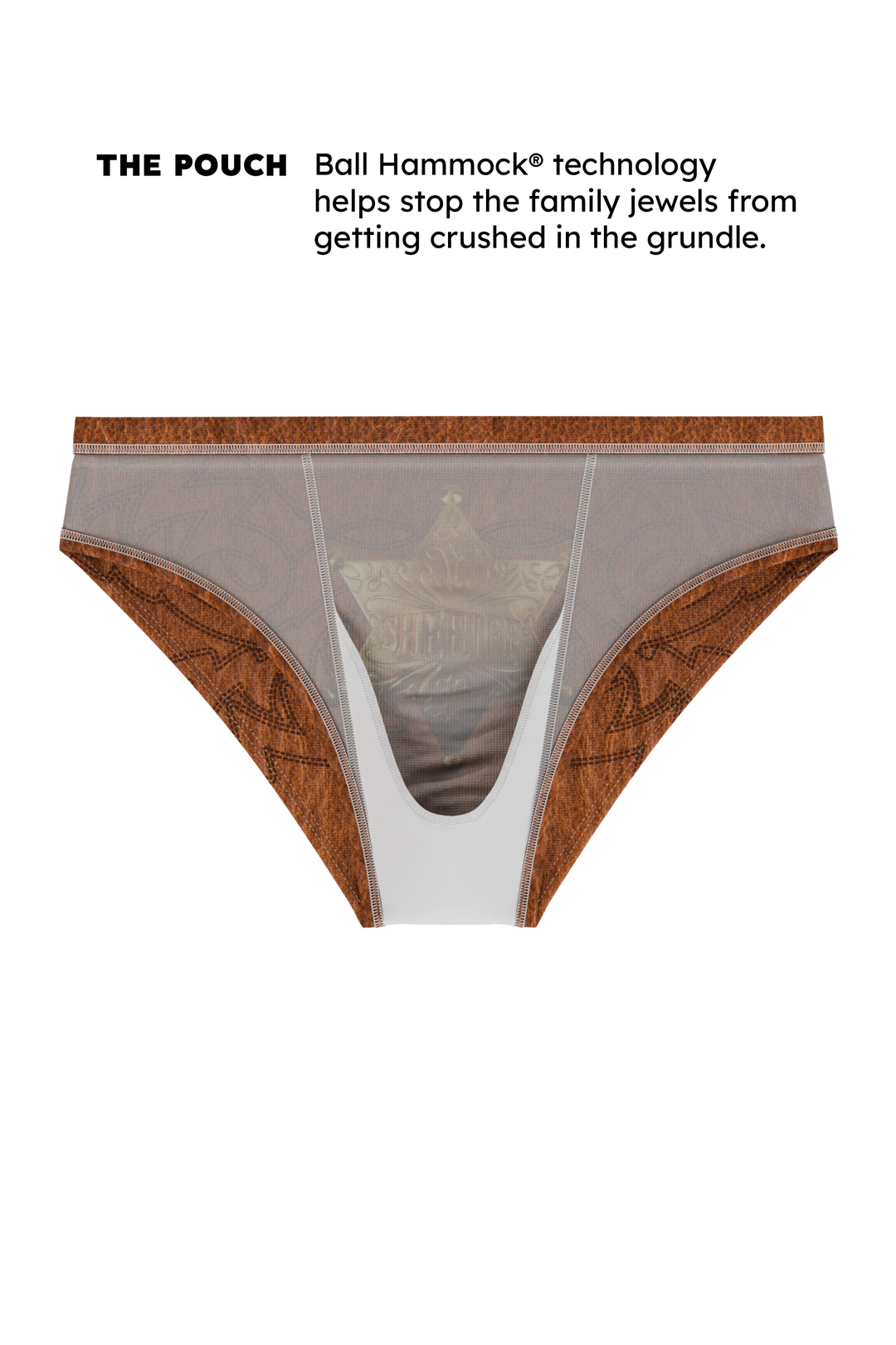 The Reverse Chaps | Western Faux Cracked Leather Ball Hammock® Pouch Swim Brief