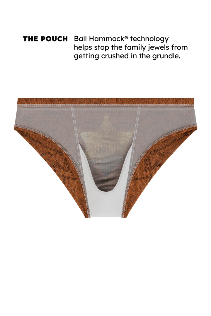 The Reverse Chaps | Western Faux Cracked Leather Ball Hammock® Pouch Swim Brief