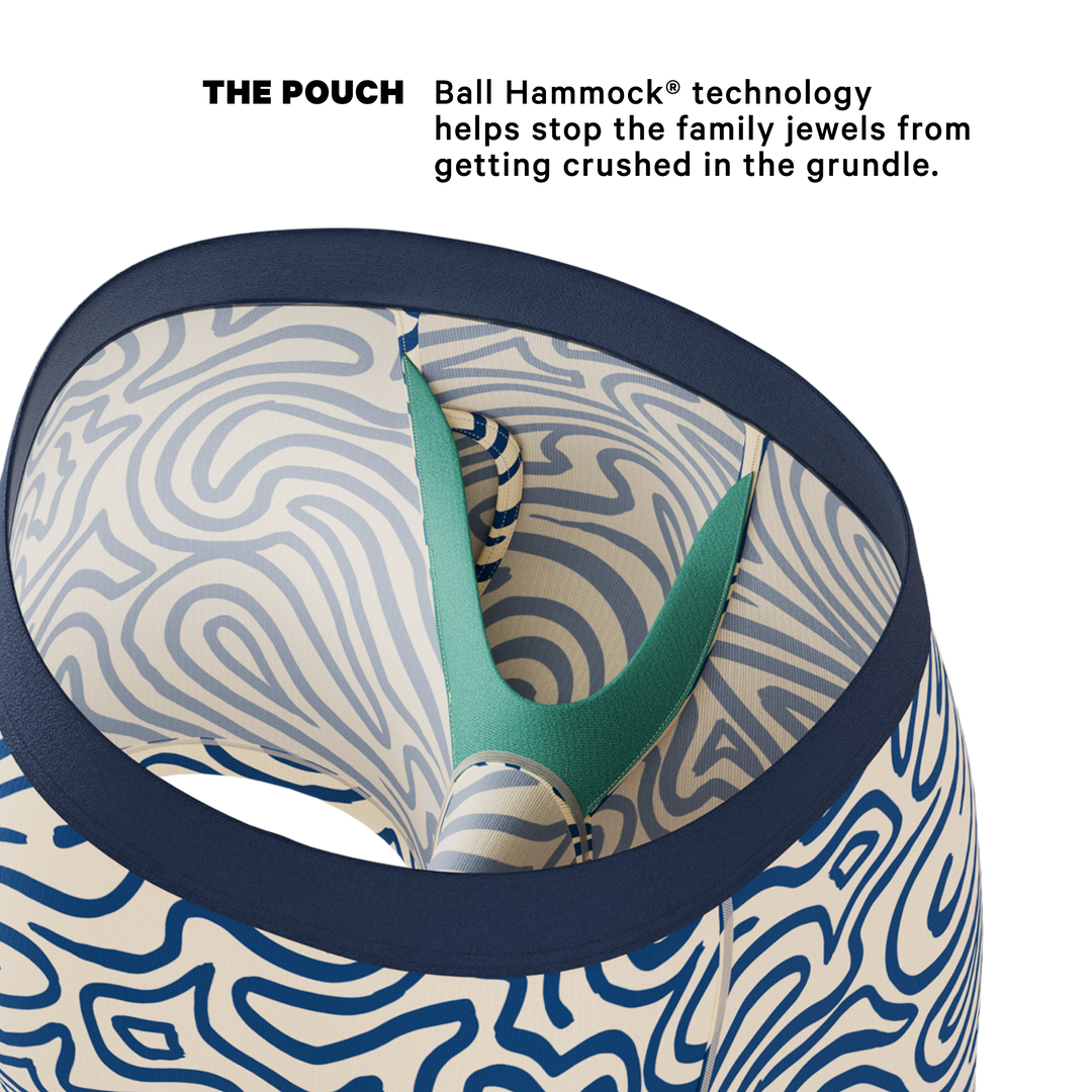 The Rio Grande | Abstract Navy Line Ball Hammock® Pouch Underwear With Fly