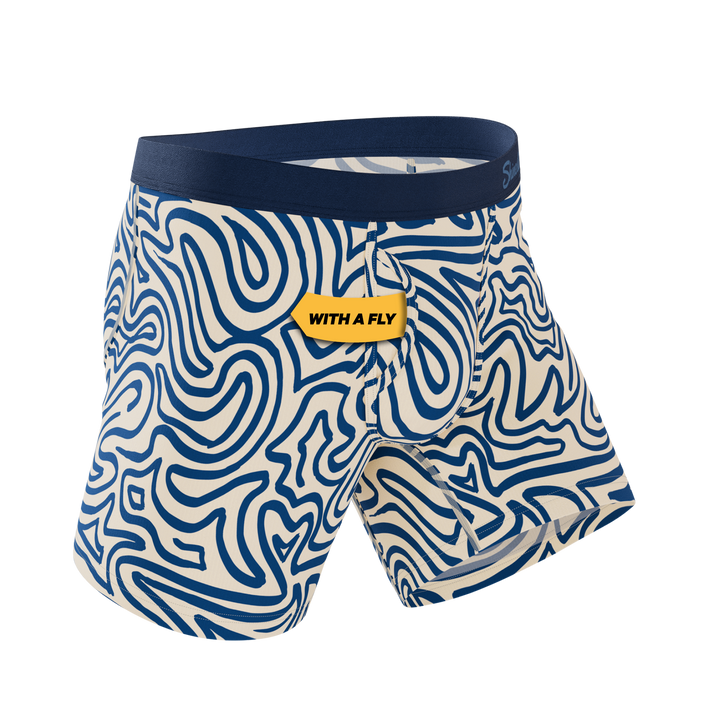 The Rio Grande | Abstract Navy Line Ball Hammock® Pouch Underwear With Fly