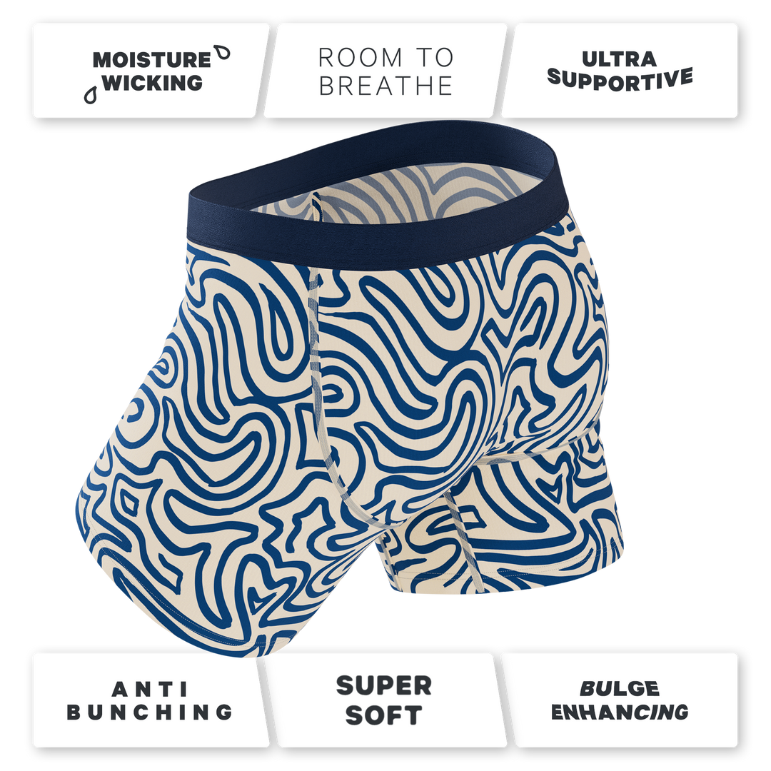 The Rio Grande | Abstract Navy Line Ball Hammock® Pouch Underwear With Fly