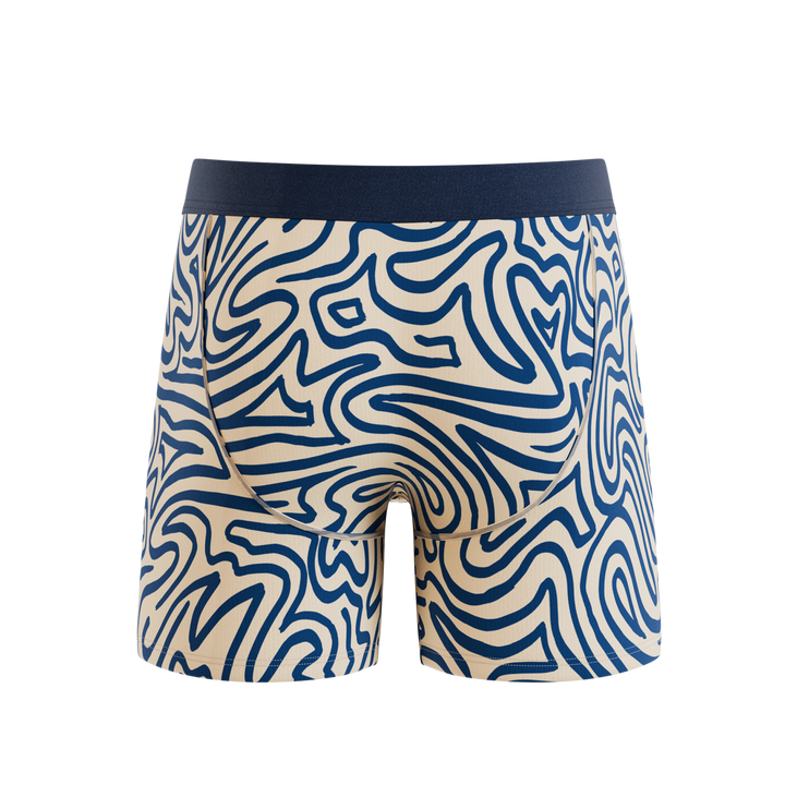 The Rio Grande | Abstract Navy Line Ball Hammock® Pouch Underwear With Fly
