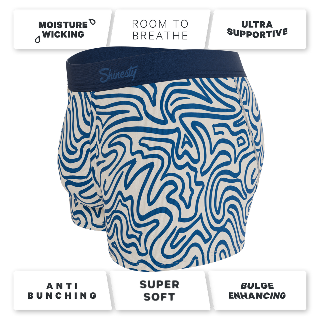 The Rio Grande | Abstract Navy Line Ball Hammock® Pouch Trunks Underwear