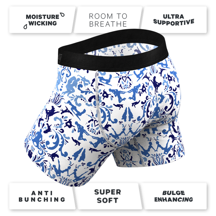 The Risqué Rorschach  | Blue Willow Ball Hammock® Pouch Underwear With Fly