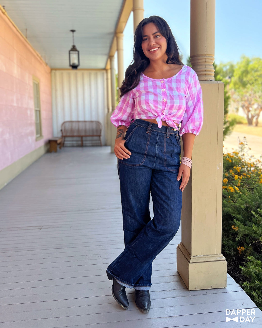 Gingham Meadow Blouse (Pink) - Final Sale