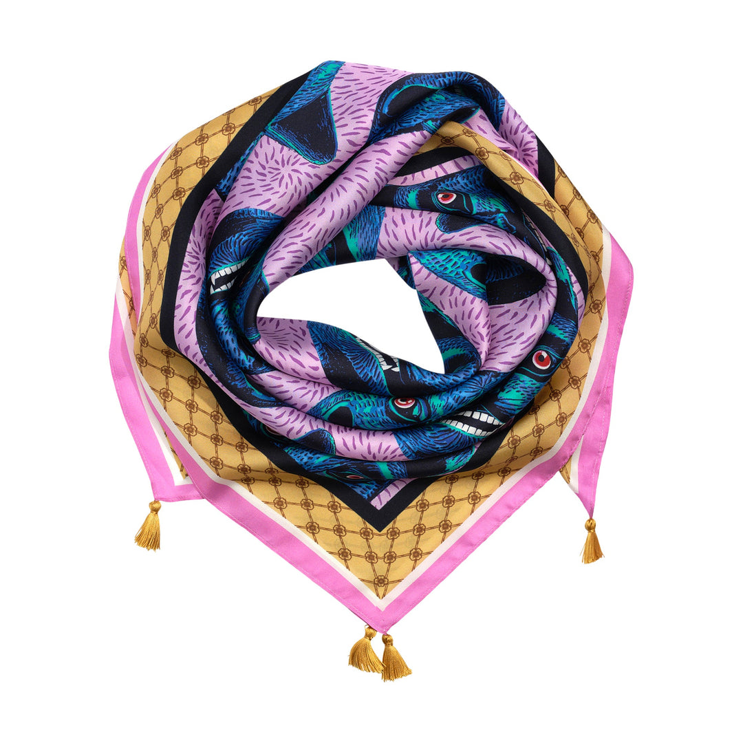 Purrquoise Cat Silk Scarf