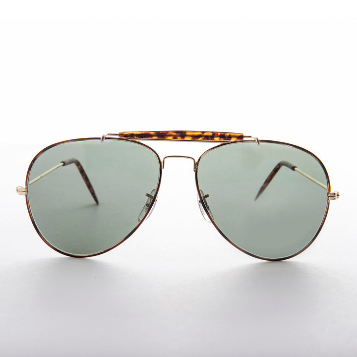 Gold Aviator Sunglass with Brow Bar - Selleck