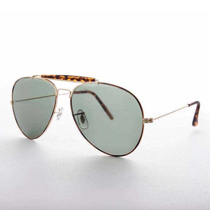 Gold Aviator Sunglass with Brow Bar - Selleck