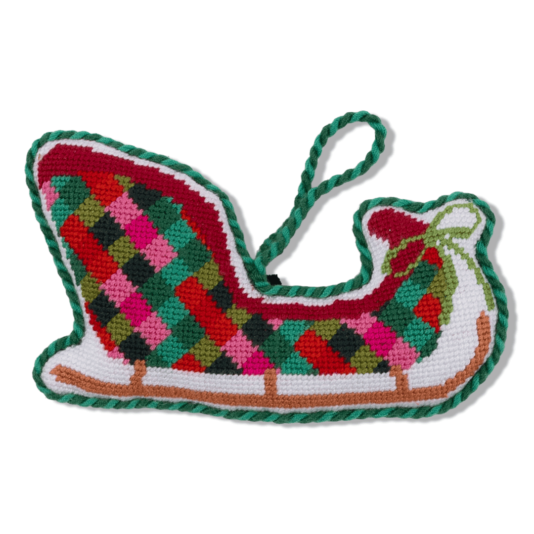 Needlepoint Icon Ornament - Sleigh