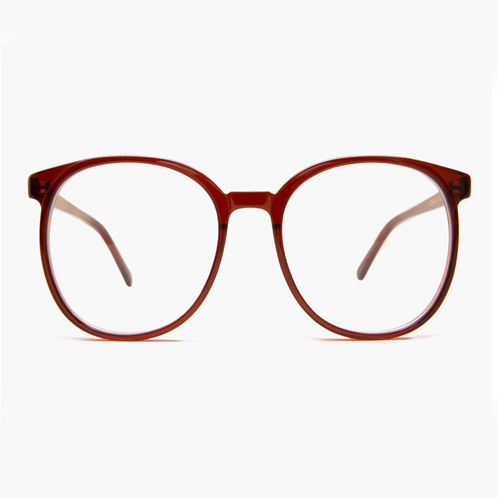 Maroon Round Retro Blue Light Blocker Glasses - Smarty