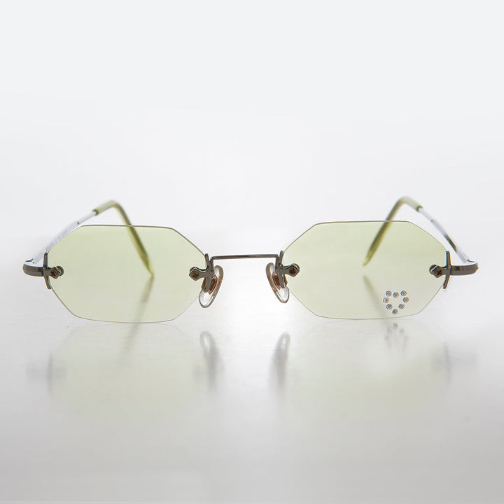 Heart Rhinestone Rimless Vintage Sunglasses - Splashy