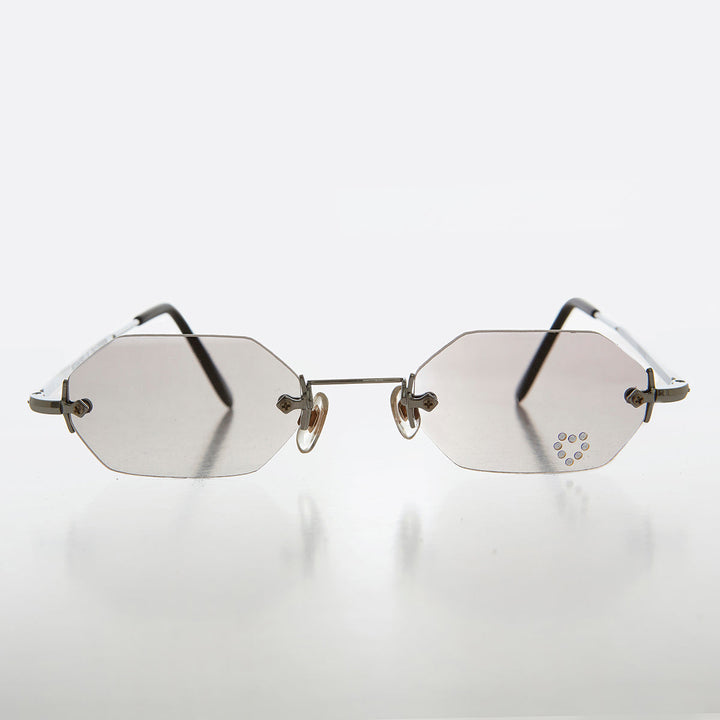 Heart Rhinestone Rimless Vintage Sunglasses - Splashy
