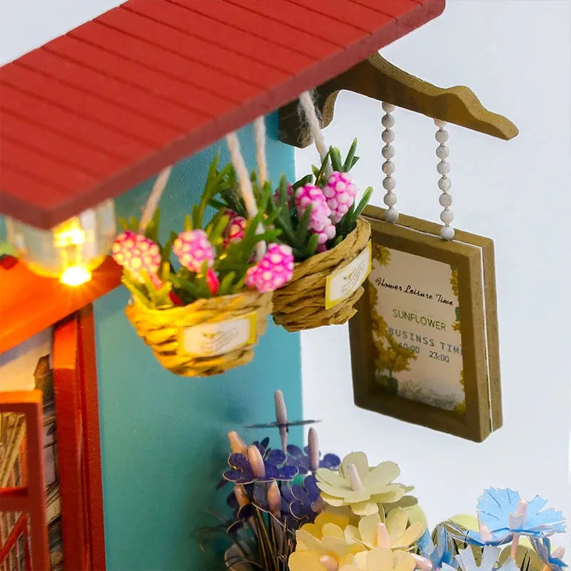 Miniature Wizardi Roombox Kit - Flower Shop Dollhouse Kit F07M5-33-S2202