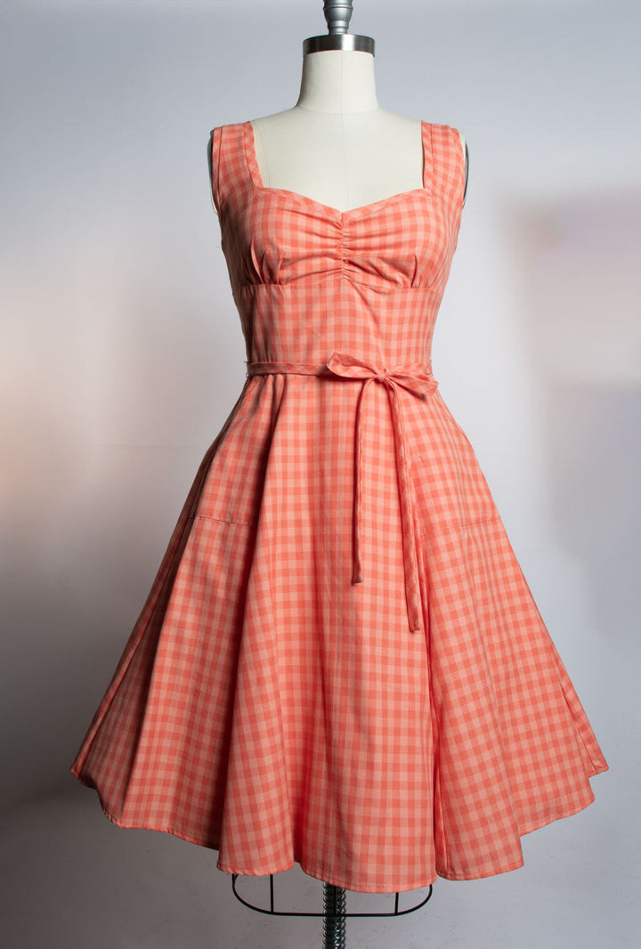 Sadie Dress - Peach Tonal Gingham *sale