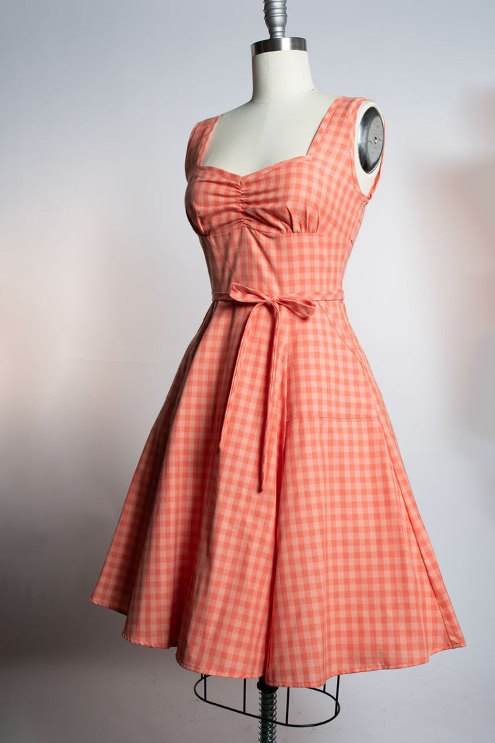 Sadie Dress - Peach Tonal Gingham *sale