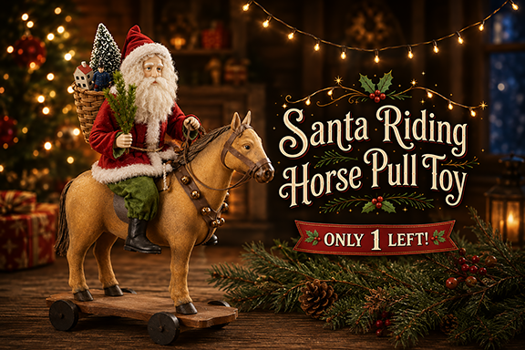 Santa Riding Horse Pull Toy by Bethany Lowe